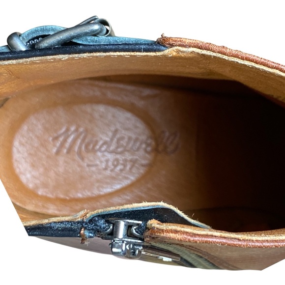 Madewell Reid Two-Tone Leather Ankle Boots in Black & Chestnut size 7.5 - Picture 10 of 13